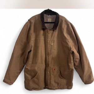 Carhartt Jacket Mens 3XL Tall Brown Duck Canvas Arctic Quilt Lined Distressed
